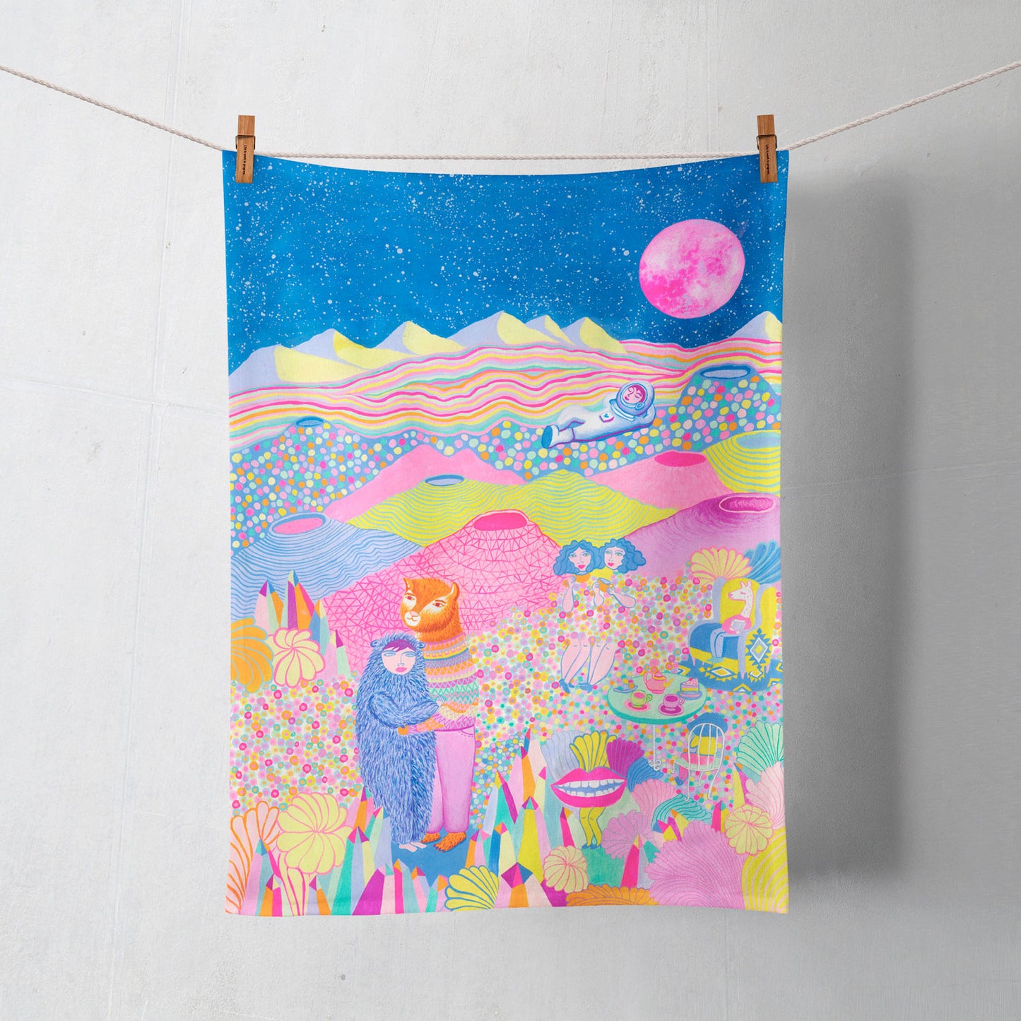 Escaping from planet Earth Tea Towel